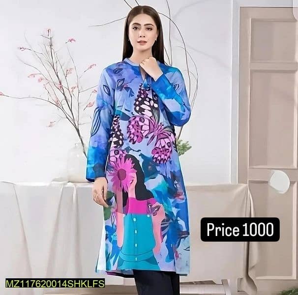 1pcs women unstitched swiss lawn printed shirt 0