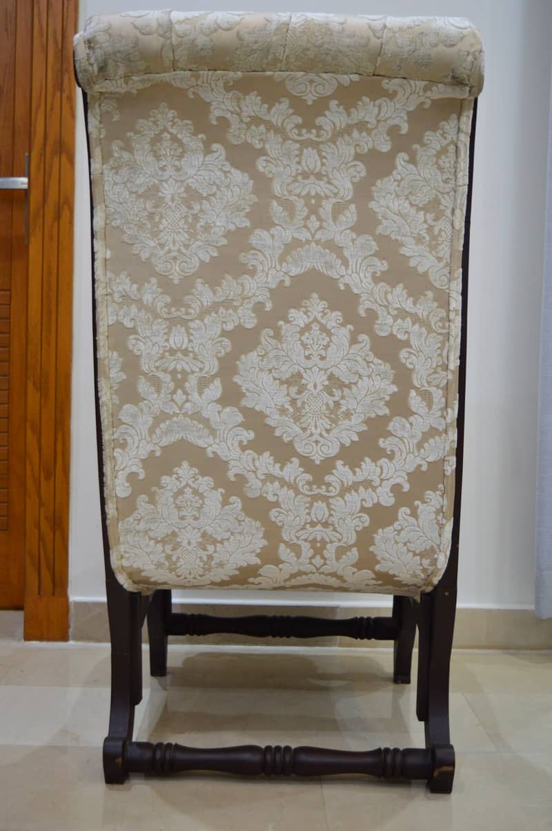 Tufted High-Back Chairs with Glass-Top Table. 7