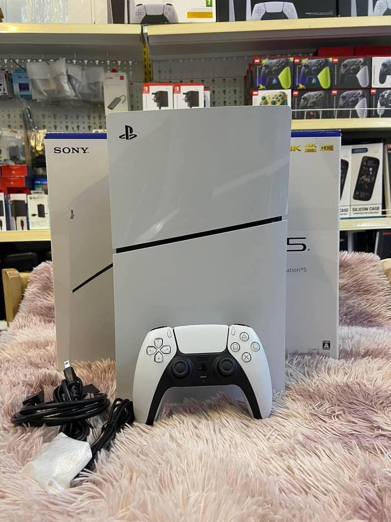 Ps5 Slim Game 2 Controller 1TB With Complete Box Disk Edition 0