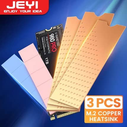 JEYI COPPER M. 2 HEATSINK, 03PCS 2280 SSD WITH THERMAL SILICONE PAD!!! 6