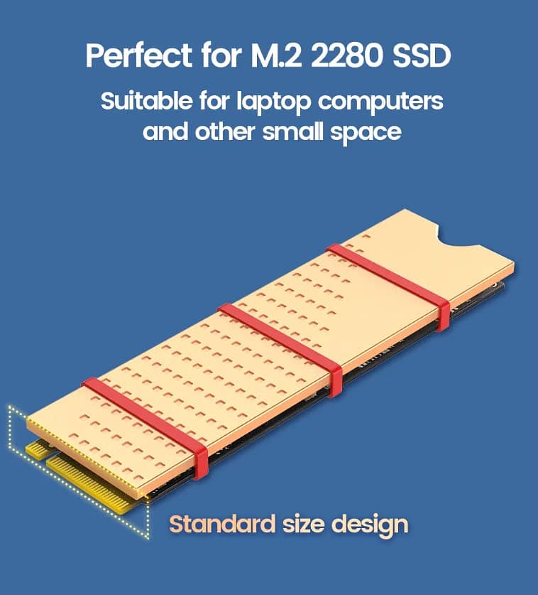 JEYI COPPER M. 2 HEATSINK, 03PCS 2280 SSD WITH THERMAL SILICONE PAD!!! 9