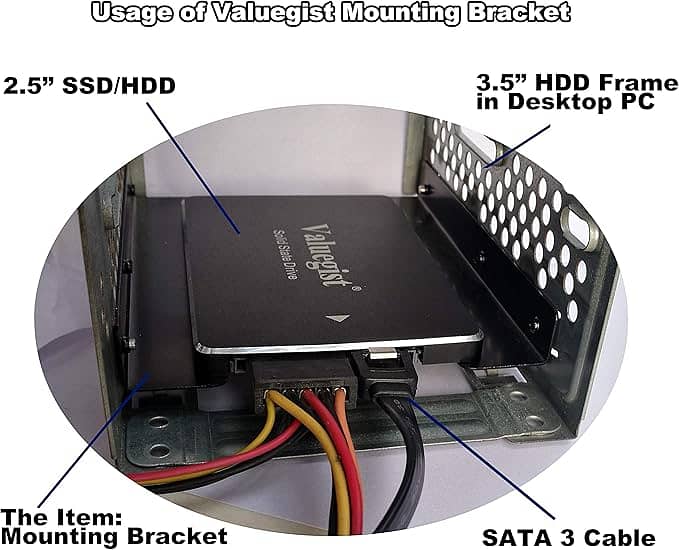 VALUEGIST 2.5IN TO 3.5IN SSD/HDD MOUNT KIT, METAL BRACKET W/SATA 3.0! 5