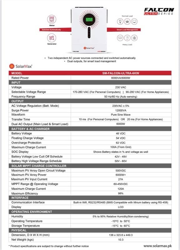 Solarmax Falcon Ultra 6kw 2