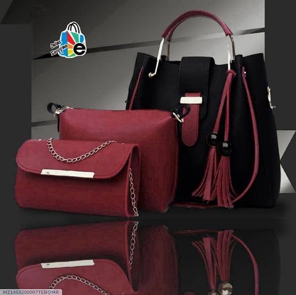 stylish girl's Leather hand bag set _3pc in trendy colours 0