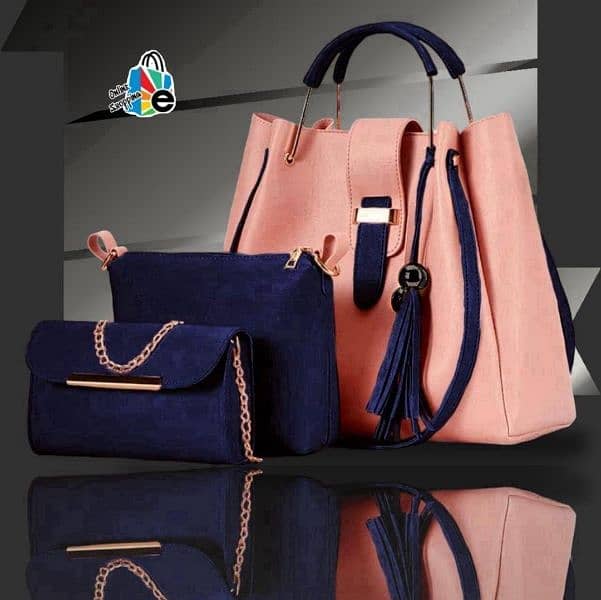 stylish girl's Leather hand bag set _3pc in trendy colours 4