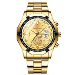 Korean style large Dial Men's Quartz watch with calendar