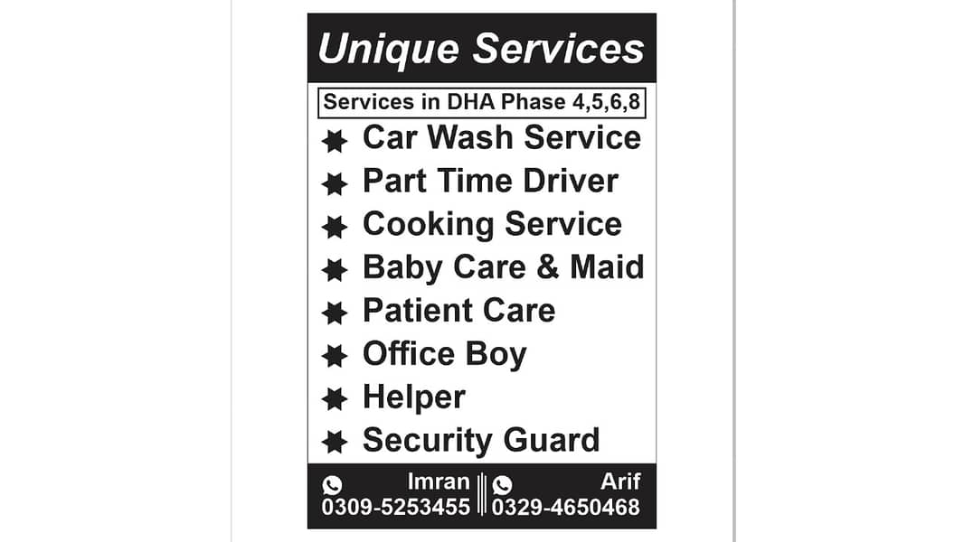 Executive Domestic staff for your home and office's. 0