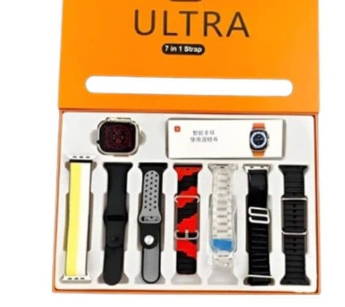 Ultra smart watch with 7 different color straps 1