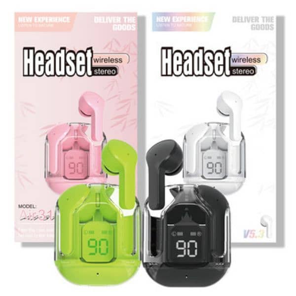 Air 31 Earbuds original Transparent with Advance Bluetooth system 5.3 0