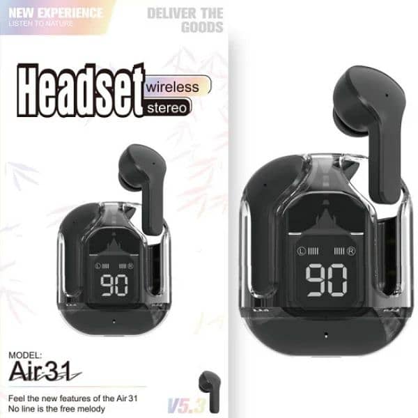 Air 31 Earbuds original Transparent with Advance Bluetooth system 5.3 1