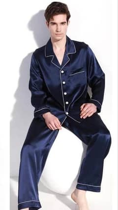 2 Pcs Men's Stitched Silk Plain Sleep Wear (Price Can Be Negotiate)