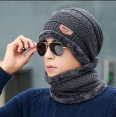 2 Pcs Wool Plain Beanie And Neck Warmer 1