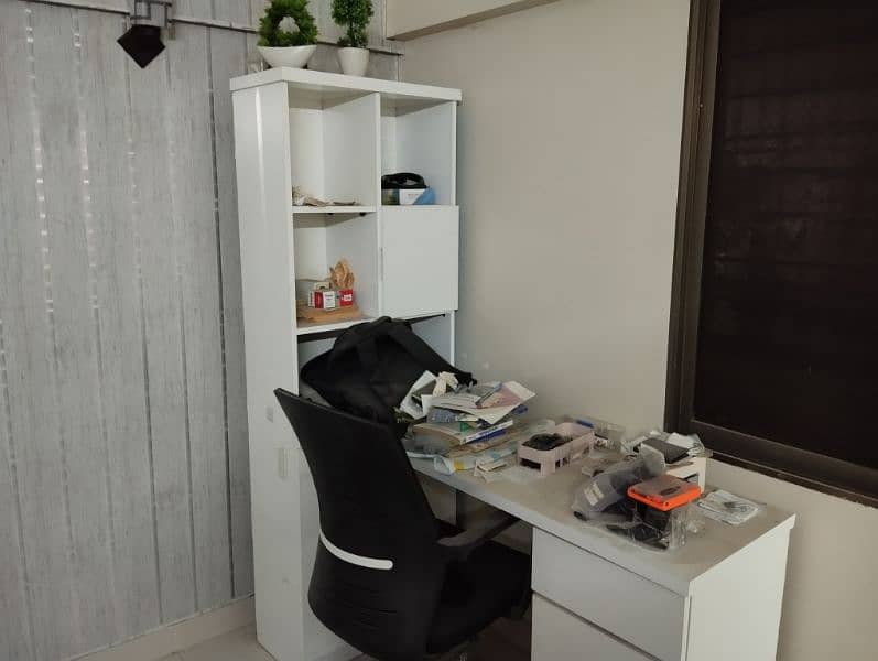 Study table with side shelf and chair 1