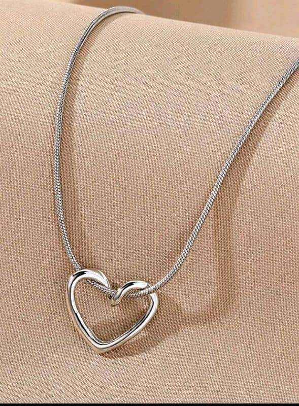 1pc minimalist stainless chain necklace , hollow heart pendant, 0