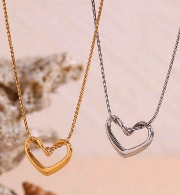 1pc minimalist stainless chain necklace , hollow heart pendant, 1