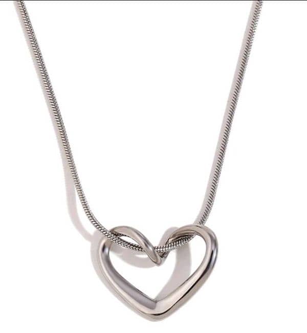 1pc minimalist stainless chain necklace , hollow heart pendant, 2