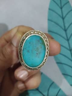 real firoza stone silver ring