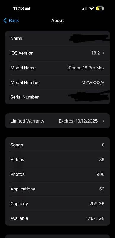 iPhone 16 Pro Max 256GB Desert Titanium cycle count under 20 8