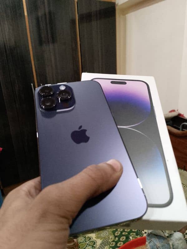 I phone 14 pro max jv 128 gb deep purple coloure new Mobile 1