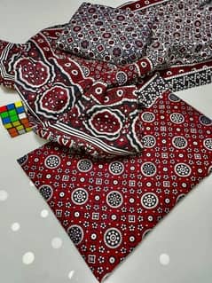 Women 3 pecs Unstitched Ajrak Suit