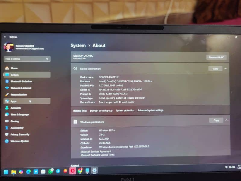 Dell latitude 7300(i5/8th gen)256 SSD 1