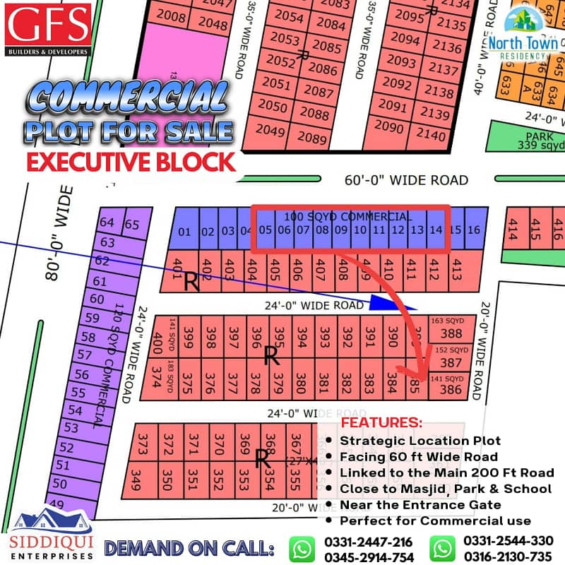 PAIR COMMERCIAL PLOTS AVAILABLE FOR SALE NORTH TOWN RESIDENCY EXECUTIVE BLOCK 0