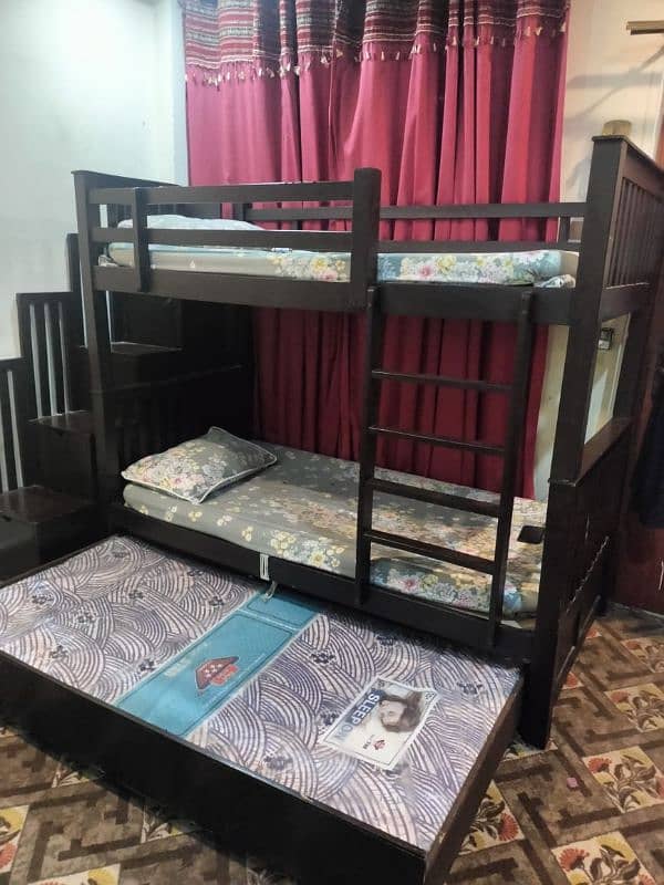 triple bunk bed with stairs 1