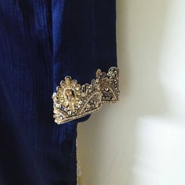 Navy blue silk party dress 2