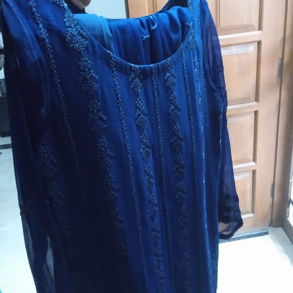 Navy blue chiffon ladies suit 0