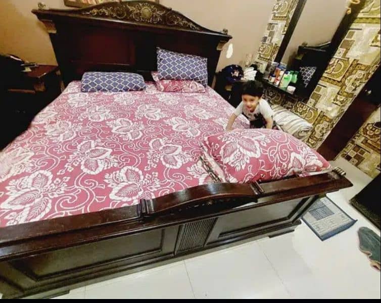 king size solid bed set with 2 side tables with metres 2