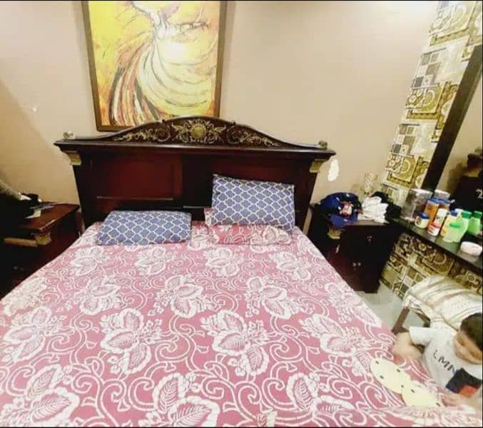 king size solid bed set with 2 side tables with metres 3