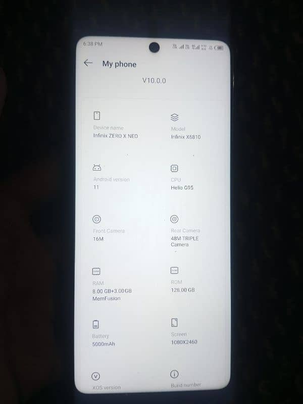 infinix  zero x neo  8gb 128gb 5