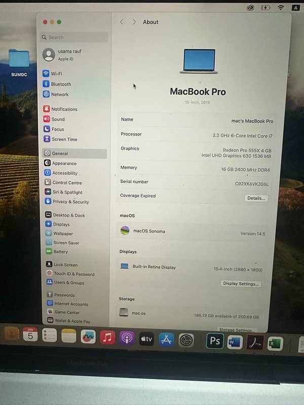 Mac book pro 2018 ( 15 inch ) 4