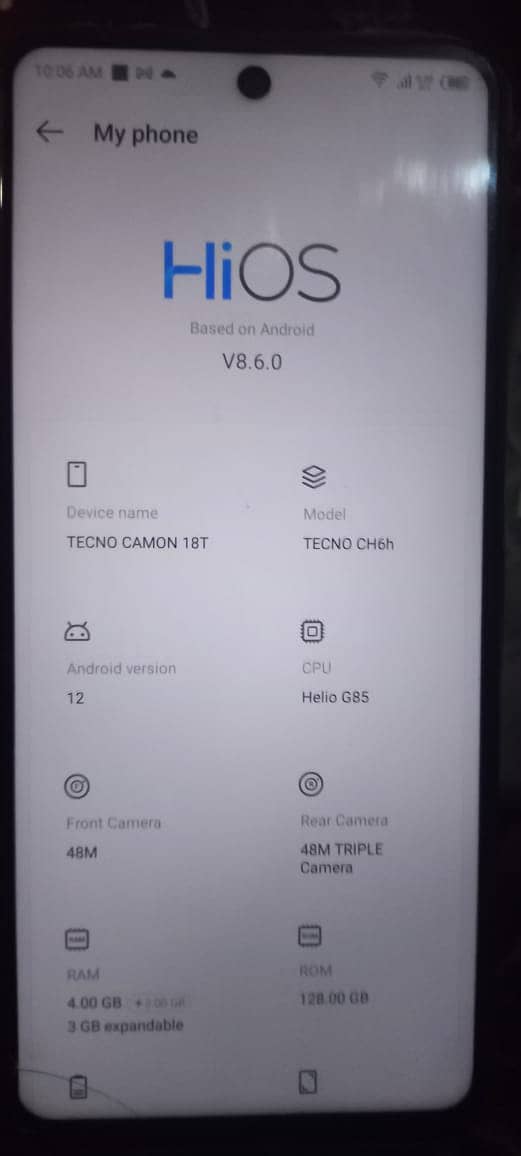 Tecno Camon 18 T 0