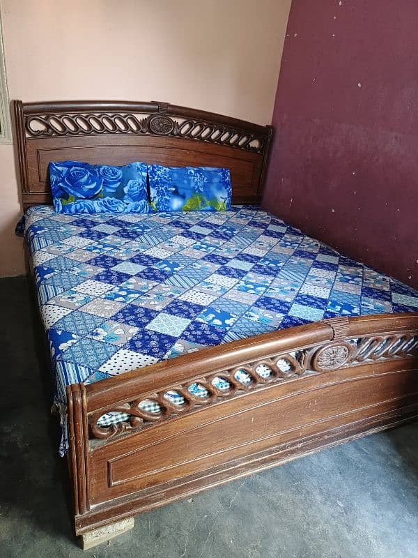 Double Bed For Sale with Mattress and side table 0