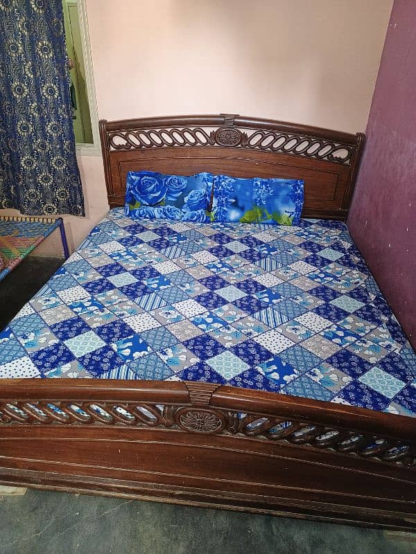 Double Bed For Sale with Mattress and side table 1