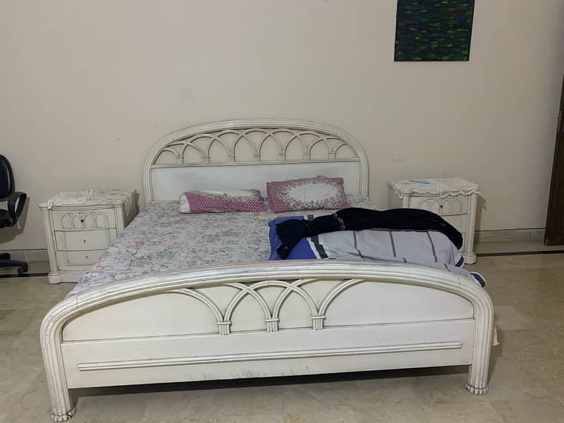 bed and side tables with tv trolley 1