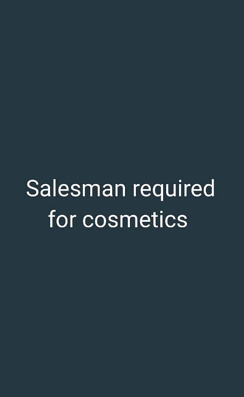 salesman required for cosmetics in pharmacy setup 0