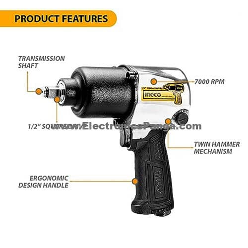 INGCO AIW12562 1/2″ Drive Air Impact Wrench (ElectronicsPanga) 3