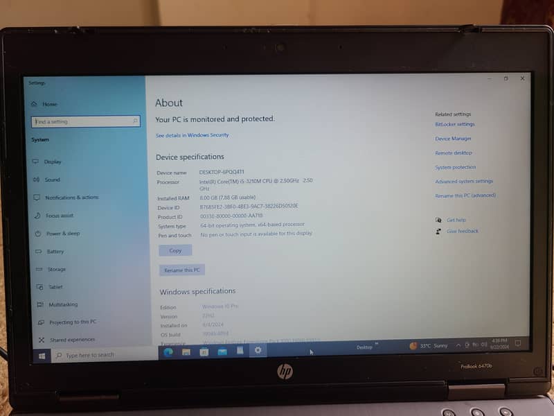 HP 6470b ProBook Laptop, Ram 8 ,250 GB hard disk Good Working 2