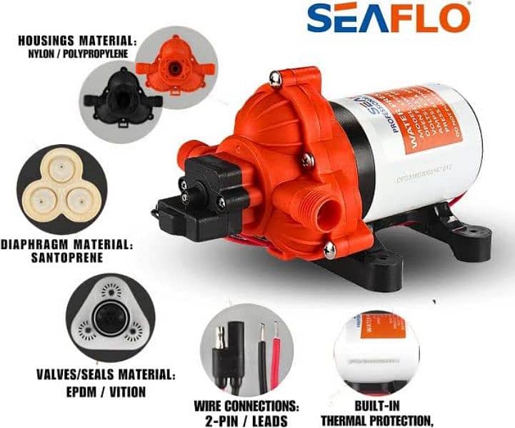 SEAFLO Water Diaphragm Self Priming Pump 3.0 Gallons/min (10.6 LPm 3