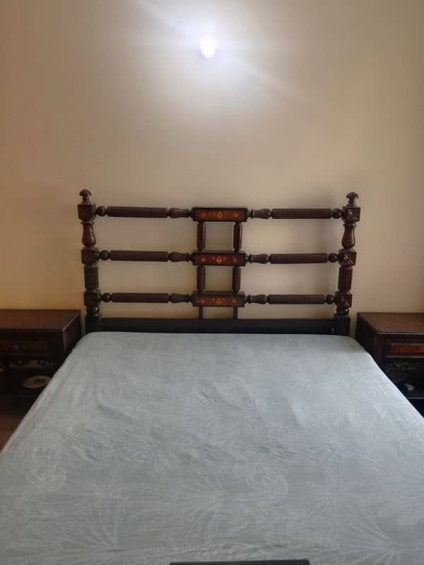 wooden king size bed with mattress in very good condition 2