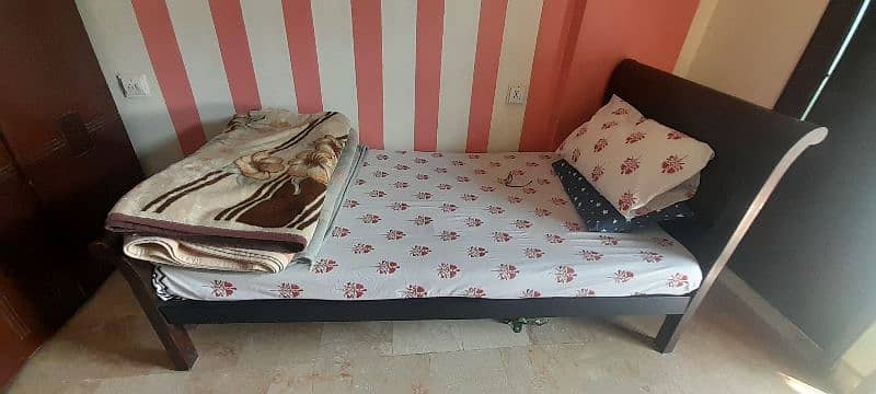 wooden single bed with mattress 1