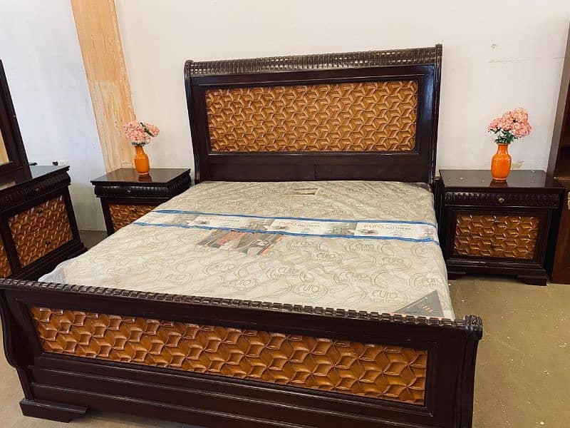 king size full set new bed full wood 0