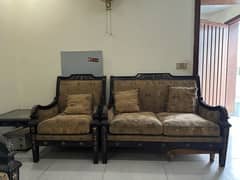 Solid Wood Sofa Set with Tables