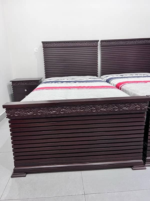 PURE SHEESHAM WOOD SINGLE BED + SIDE TABLES 5