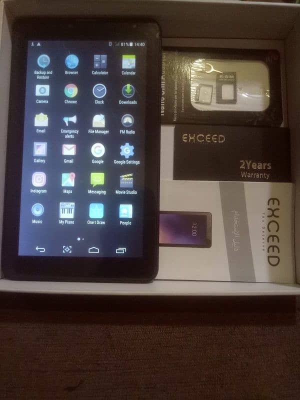 exceed tablet for sale 1gb/ram 8gb rom internet' b chalta Ha SIM salut 2