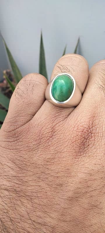 Natural Old Hussaini Feroza Stone Silver Ring 0