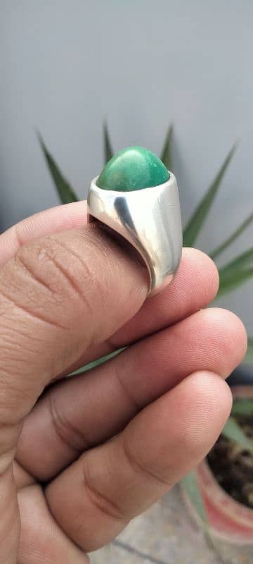 Natural Old Hussaini Feroza Stone Silver Ring 3