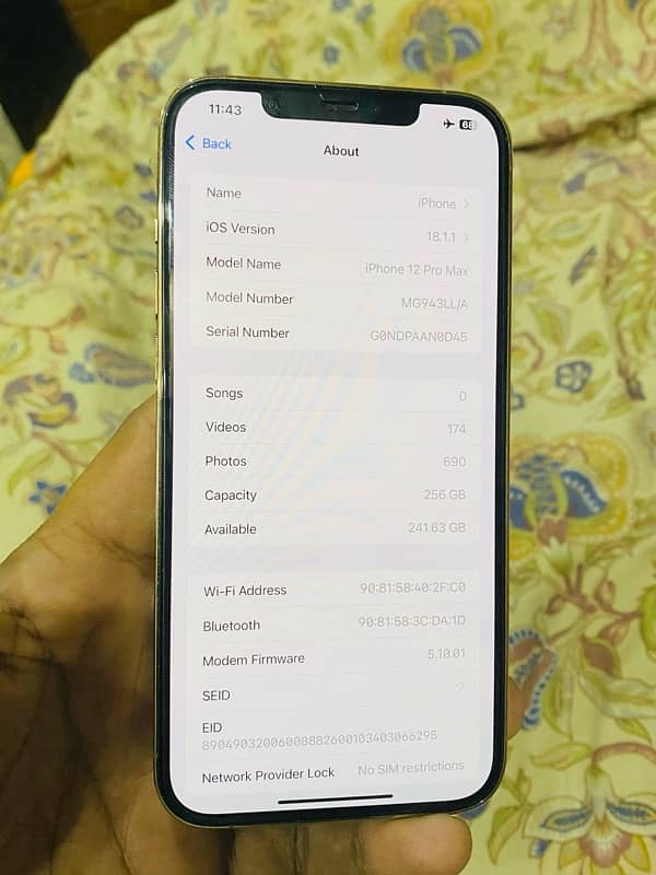 i wanna sale my mobile i phone 12 pro max pta 256 gb with box 1